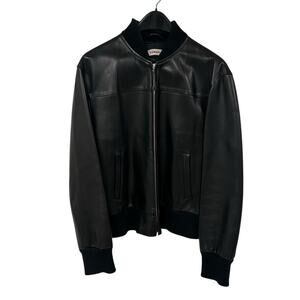 Connolly Black 100% Leather Zip Up Bomber Jacket Mens 48 / US Small
